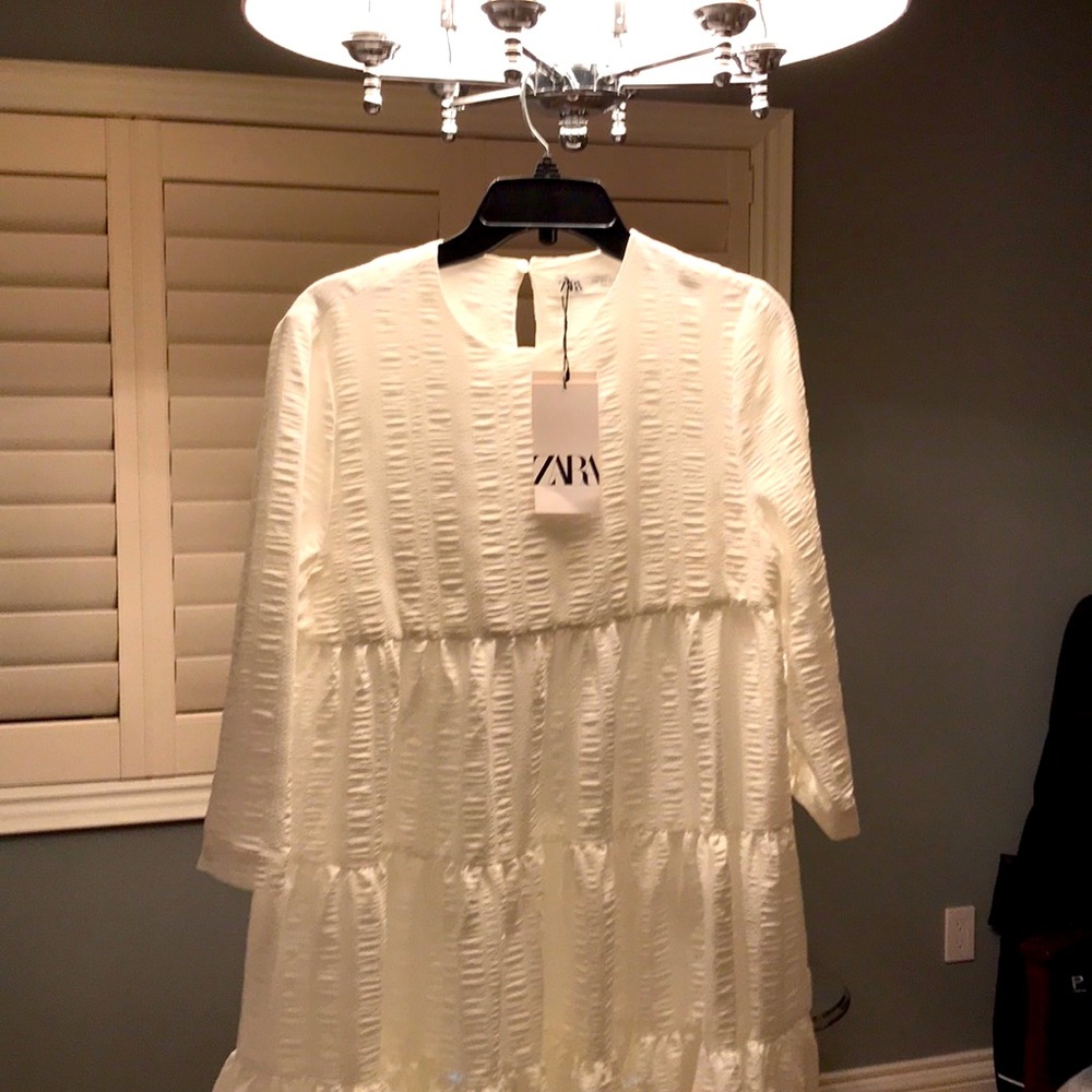 White Babydoll style dress. Zara, The Sharon Dress